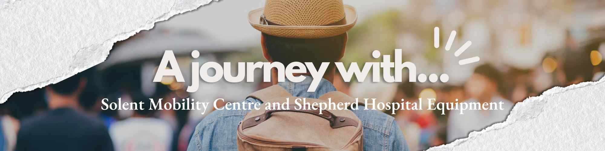 Blog banner 2000x500pxls Image with the back of someone walking in a hat and backpack on a journey