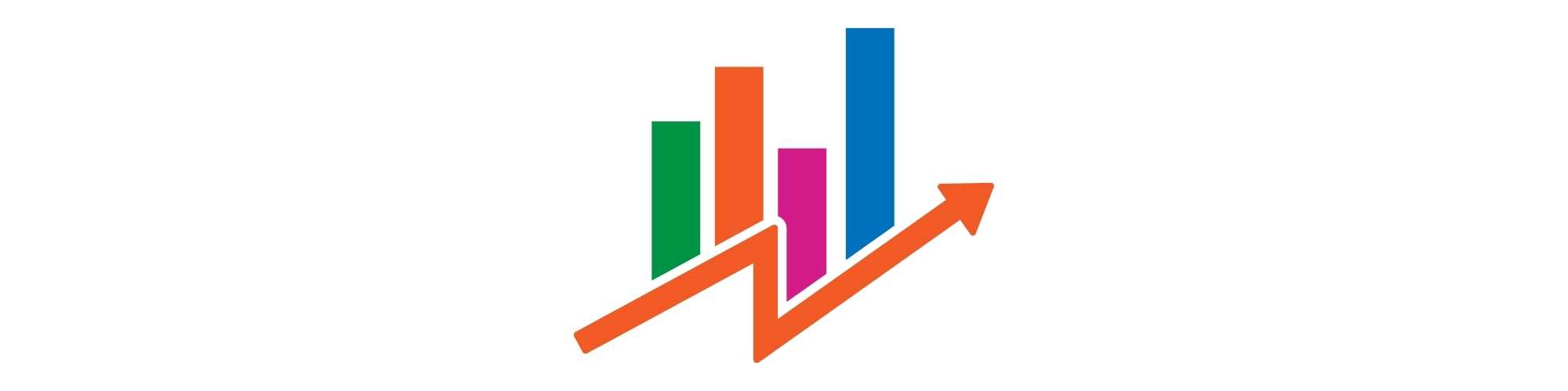 Arrows with a graph showing a business from good to great