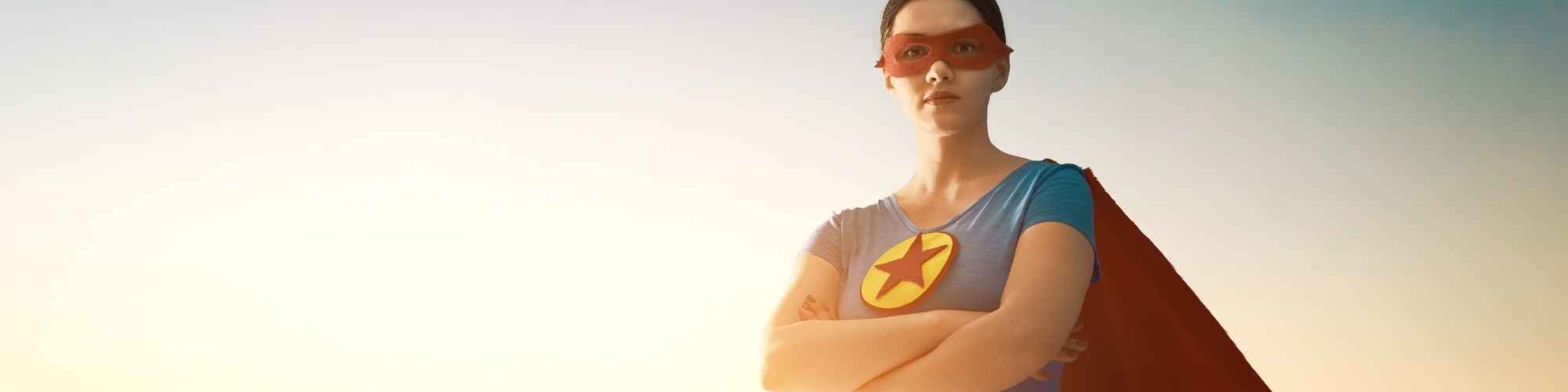 Superwoman wearing a cape