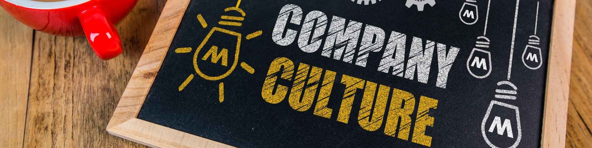 Blog banner 2000x500pxls Chalkboard with company culture written on it