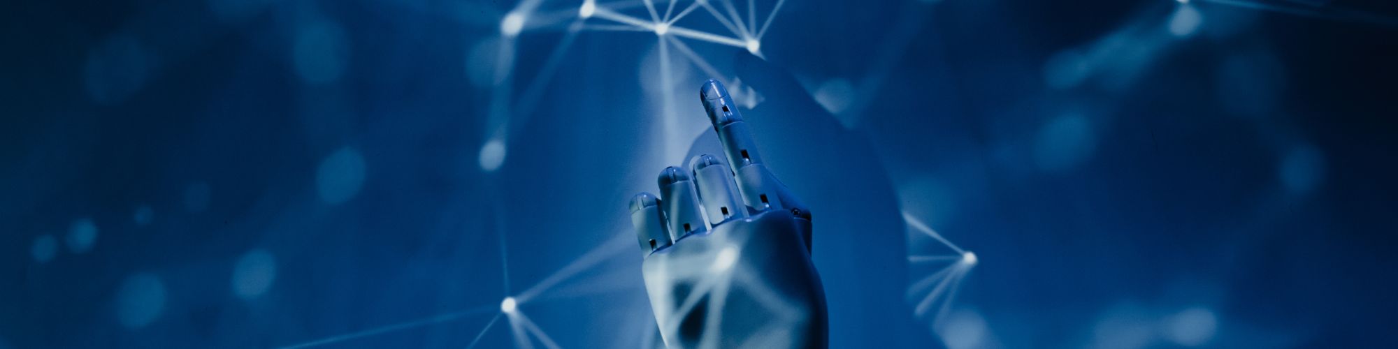 AI hand and signals set against a blue background